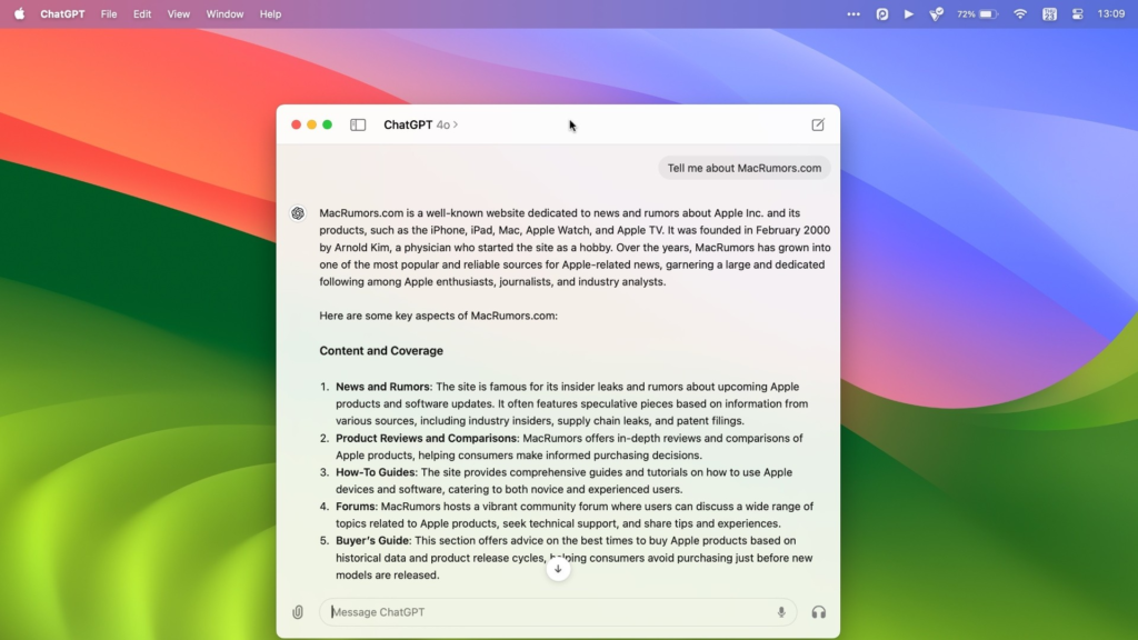 OpenAI ChatGPT desktop for Mac